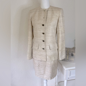 Vintage union label Herbert Grossman‎ suit set womens size 6 beige textured